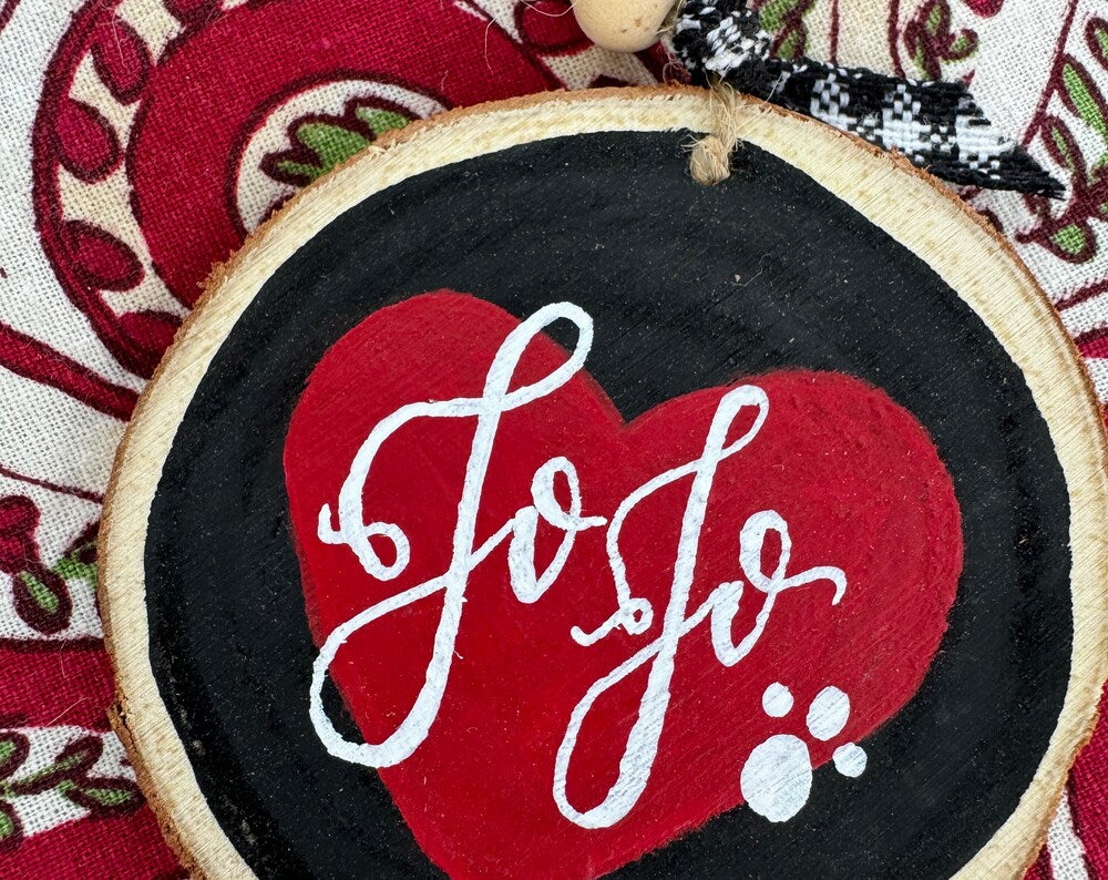 Personalized Heart Christmas Ornament Wood Slice Valentines